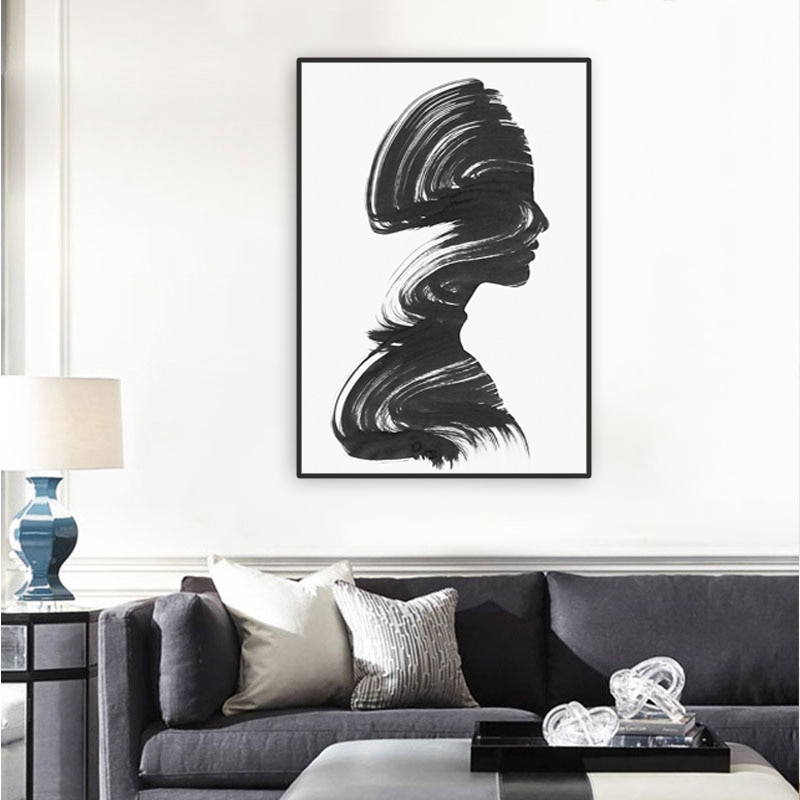 Abstract Lady Line Drawing Canvas Wall Art Picture Home Decor Nordic