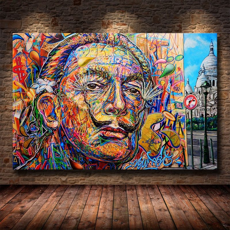 Abstract Salvador Dali Graffiti Art Canvas Paintings On
