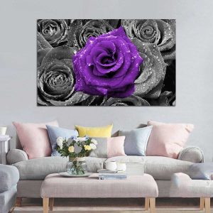 4 Sizes Purple Floral Purple Rose Painting Abstract Canvas Wall Hanging Art Picture For Living Room Print Unframed Home Decor