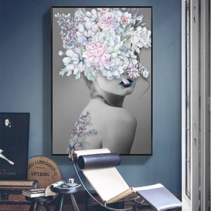 Abstract Floral Noble Woman Canvas Painting Posters and Prints Wall Art Living Room Bedroom Nordic Simple Home Decoration