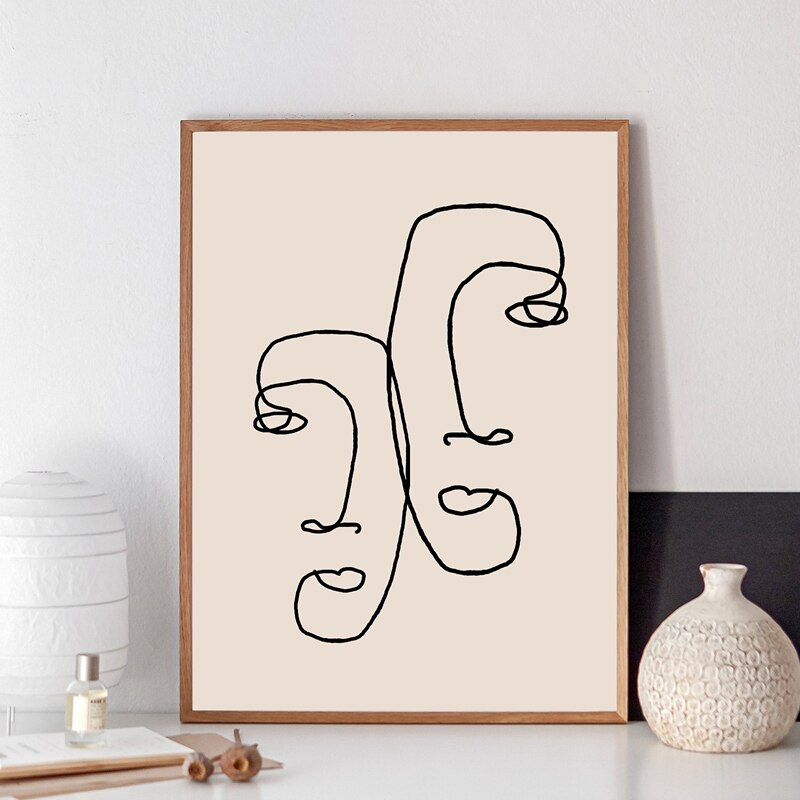 Abstract Couple Minimalist Line Art Canvas Prints