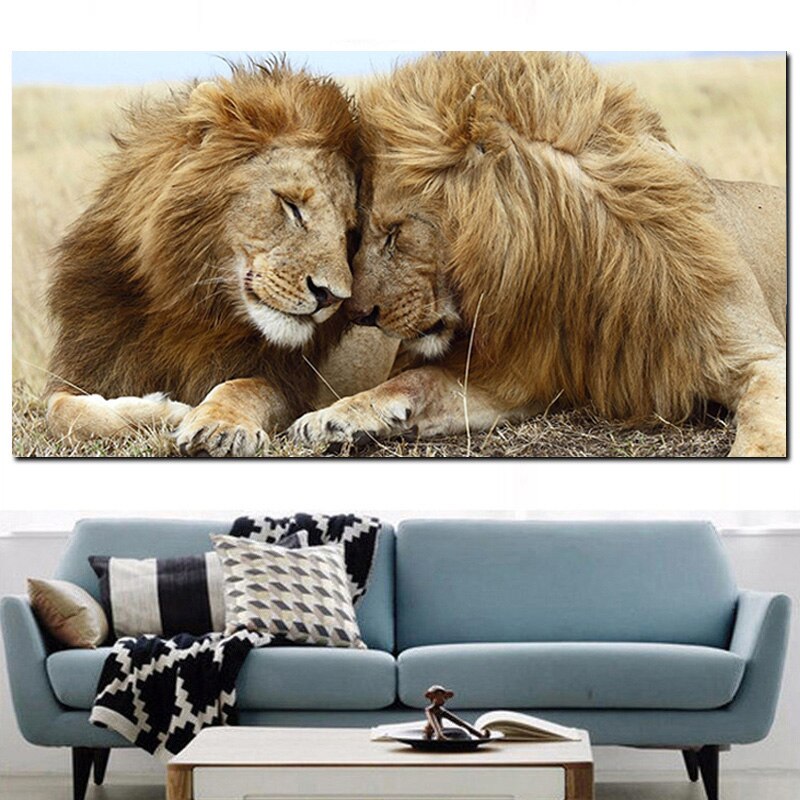 African-Brotherly-Love-Two-Adult-Male-Lions-Canvas-Painting-Wild-Animal-Posters-and-Prints-Wall-Art-1.jpg