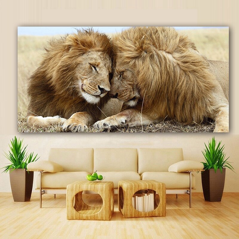 African-Brotherly-Love-Two-Adult-Male-Lions-Canvas-Painting-Wild-Animal-Posters-and-Prints-Wall-Art-4.jpg
