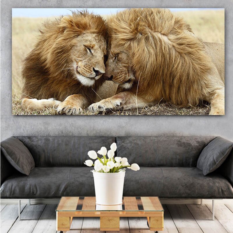 African-Brotherly-Love-Two-Adult-Male-Lions-Canvas-Painting-Wild-Animal-Posters-and-Prints-Wall-Art-5.jpg