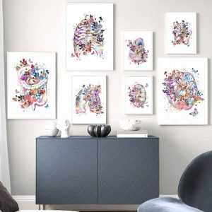Anatomical Organ Vintage Poster Human Anatomy Canvas Print Brain Heart Lung Anatomy Poster Wall Art Picture Medical Room Decor