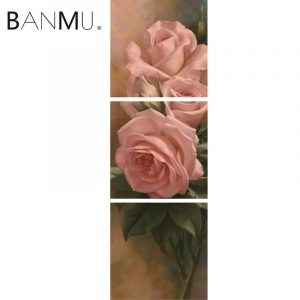 3 Panels Pink Rose Wall Art Canvas Painting Nordic Floral Poster Flower Home Decor for Livingroom Decoration