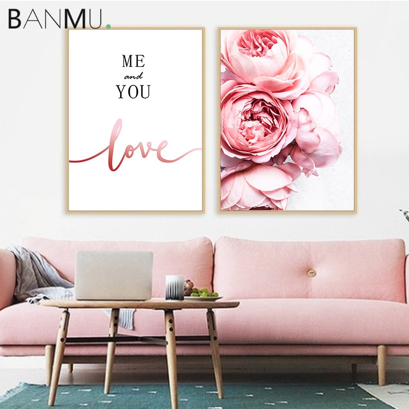 Perfume Fashion Canvas Art Prints and Poster Modern Watercolor Blush Pink  Peonies Painting Wall Pictures Living Room Decor – Nordic Wall Decor