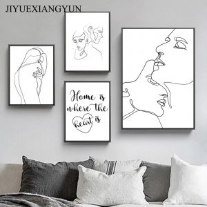 Black White Romantic Hand In Hand Canvas Painting Love Quotes Wall Art Poster Print Fashion Picture Couples Lovers Room Decor