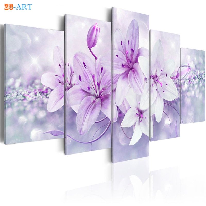Blush-Pink-Purple-Blue-Brown-Lilies-Flowers-Pritns-Canvas-Painting-5-Panel-Pastel-Floral-Wall-Art-3.jpg