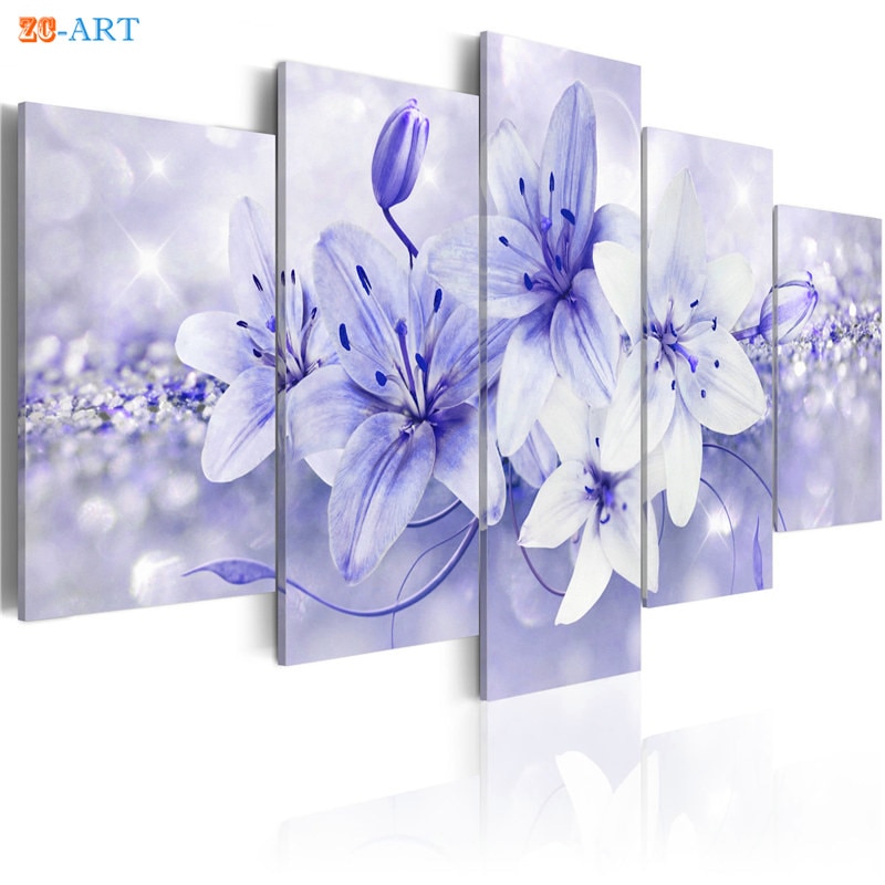 Blush-Pink-Purple-Blue-Brown-Lilies-Flowers-Pritns-Canvas-Painting-5-Panel-Pastel-Floral-Wall-Art-4.jpg