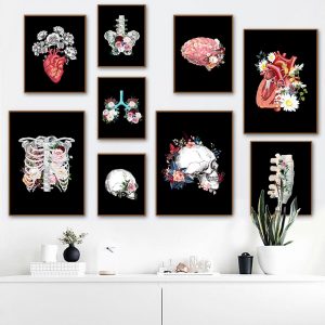 Brain Heart Black White Anatomy Vintage Wall Art Canvas Painting Nordic Posters And Prints Wall Pictures For Living Room Decor