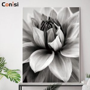 Conisi Nordic Abstract Flower Wall Pictures Black&White Floral Wall Art Canvas Painting Home Decor Poster Bedroom Decoration