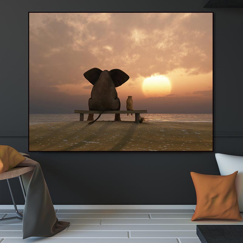 Conisi-Nordic-Wall-Art-Painting-Prints-Cute-Elephant-and-Dog-See-Sunset-on-Canvas-Poster-Home-4.jpg