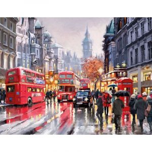 Frameless Romantic Bus Europe Landscape DIY Digital Painting By Numbers Modern Wall Art Hand Painted Oil Painting For Home Decor