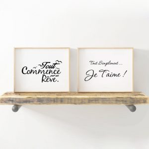 French Inspiration Quote Poster Canvas Painting , Modern Minimalist France Bedroom Romantic Canvas Art Print Home Decor