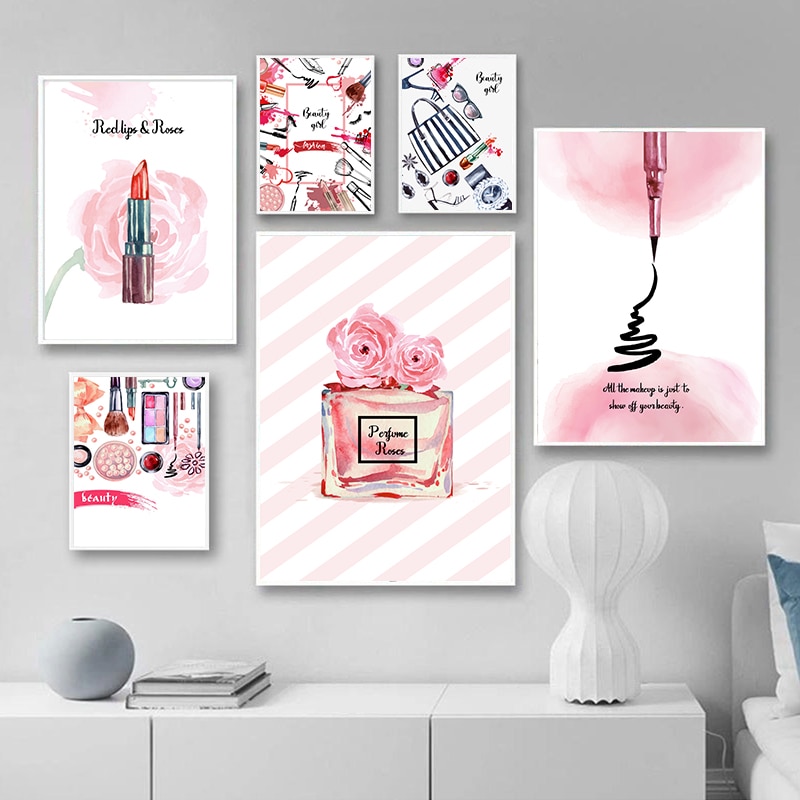 Girl Painting Perfume Canvas, Perfume Pictures Home Decor