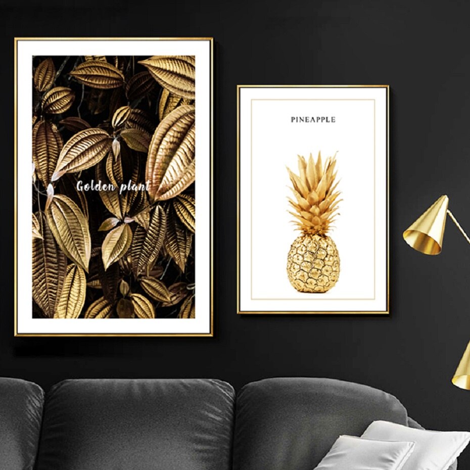 Love-Quotes-Black-Golden-Leaves-Pineapple-Abstract-Canvas-Paintings-Luxury-Wall-Art-Posters-Pictures-for-Living-1.jpg