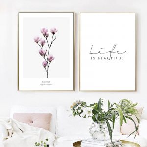 Magnolia Print Minimalist Floral Botanical Fashion Posters and Prints Life Quotes Wall Art Canvas Painting Pictures Home Decor