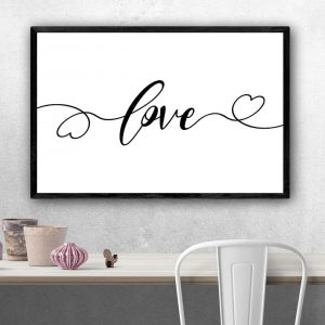 Modern Home Decor Love Quote With Hearts Wall Art Print Poster Wall Pictures For Living Room Bedroom Portrait Landscape