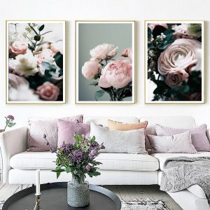 Modern Peonies Floral Canvas Painting Gallery Flower Wall Art Posters Print Nordic Pictures for Living Room Interior Home Decor