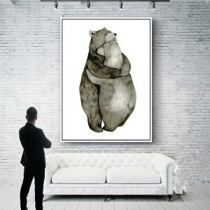 Nordic Art Poster Art Canvas Art Pictures Canvas Painting No Frame Really Deep In Love Bear Hugging Time Wall Picture Print