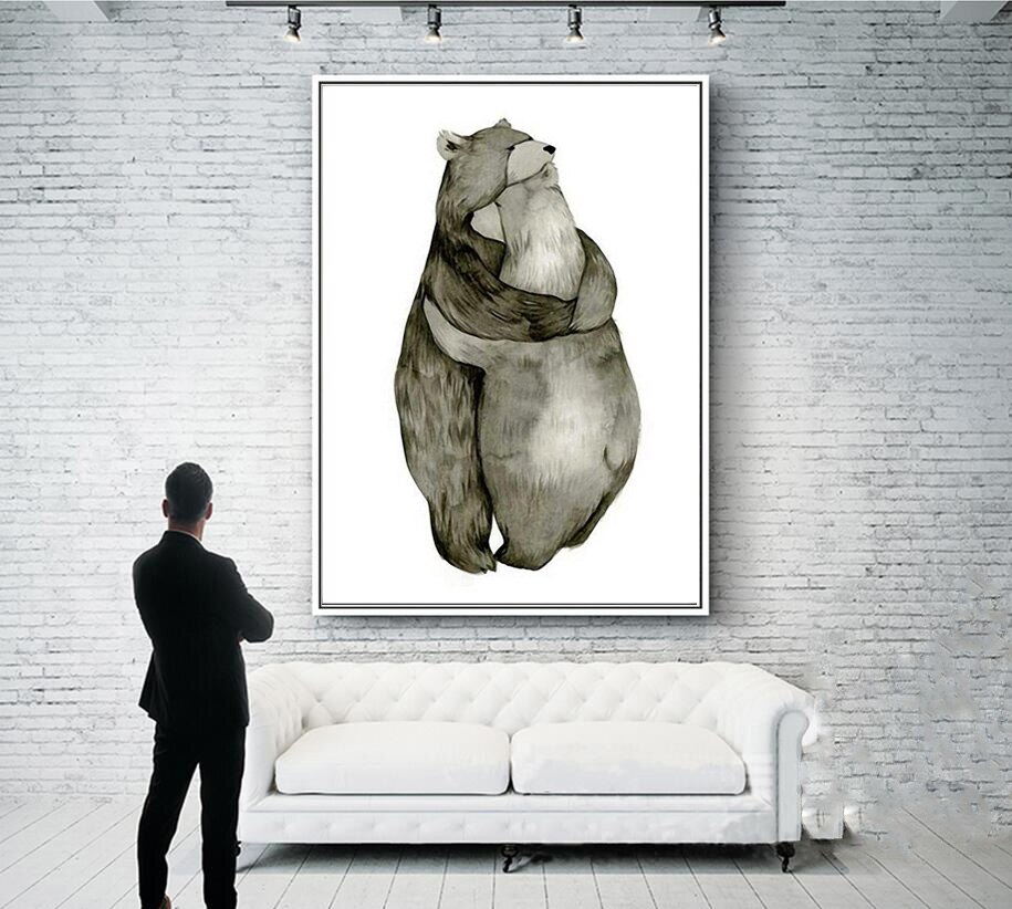 Nordic-Art-Poster-Art-Canvas-Art-Pictures-Canvas-Painting-No-Frame-Really-Deep-In-Love-Bear.jpg