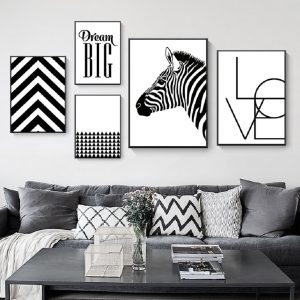 Nordic Black and White Animals Dream Big Posters And Prints Zebra Love Wall Art Canvas Paintings Pictures Living Room Home Decor