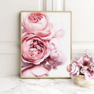 Peonies Photo Poster Print Pink Peonies Flower Wall Art Canvas Painting Botanical Floral Picture Modern Home Decoration