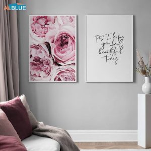 Peony Flower Canvas Poster Nordic Pink Floral Print Painting Wall Art Decorative Picture Wall Picture For Living Room Home Decor