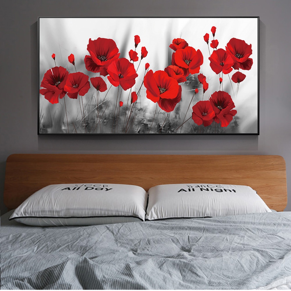 Poppies Flower Canvas Paintings On The Wall Art Posters And Prints Red Flowers Canvas Art Wall Pictures For Bed Room Cuadros Nordic Wall Decor
