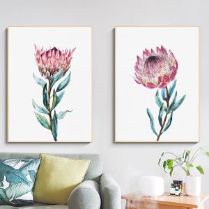 Protea Botanical Watercolor Flowers Wall Art Canvas Painting Large Floral Posters And Prints Wall Pictures for Home Room Decor