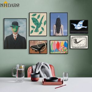Rene Magritte Exclusive Combination of Light Luxury Vintage Series Canvas Print Painting Poster Wall Picture for Home Decor