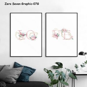 Romantic Sweet Pink Sweet Watercolor Flower Quote "LOVE" Canvas Posters And Prints Wall Art Pictures For Home Wedding Decoration