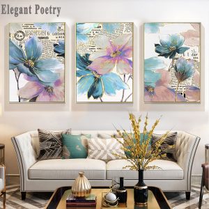 Scandinavian Art Flowers Abstract Canvas Poster Floral Print Painting Nordic Style Wall Picture Modern Living Room Decoration