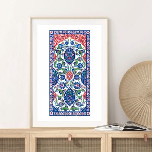Turkish Ornament Tile Watercolor Art Painting Ottoman Iznik Tile Design Canvas Poster Traditional Istanbul Floral Prints Decor