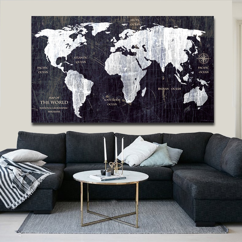 Map Canvas Painting Posters