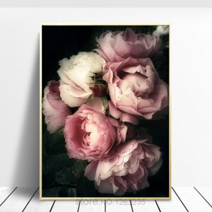 Vintage Poster Flowers Wall Art Canvas Print Pink Peony Floral Painting Picture Fashion Posters And Prints Living Room Decor