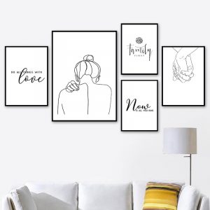 black white english letters wall decor painting nordic canvas art poster love quote canvas picture fashion wall art print HD2758