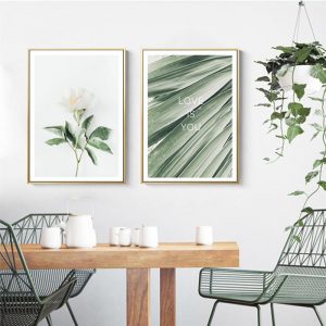 modern The text "love is you" Nordic plant bougainvillea canvas painting romantic poster print wall art picture room home decor