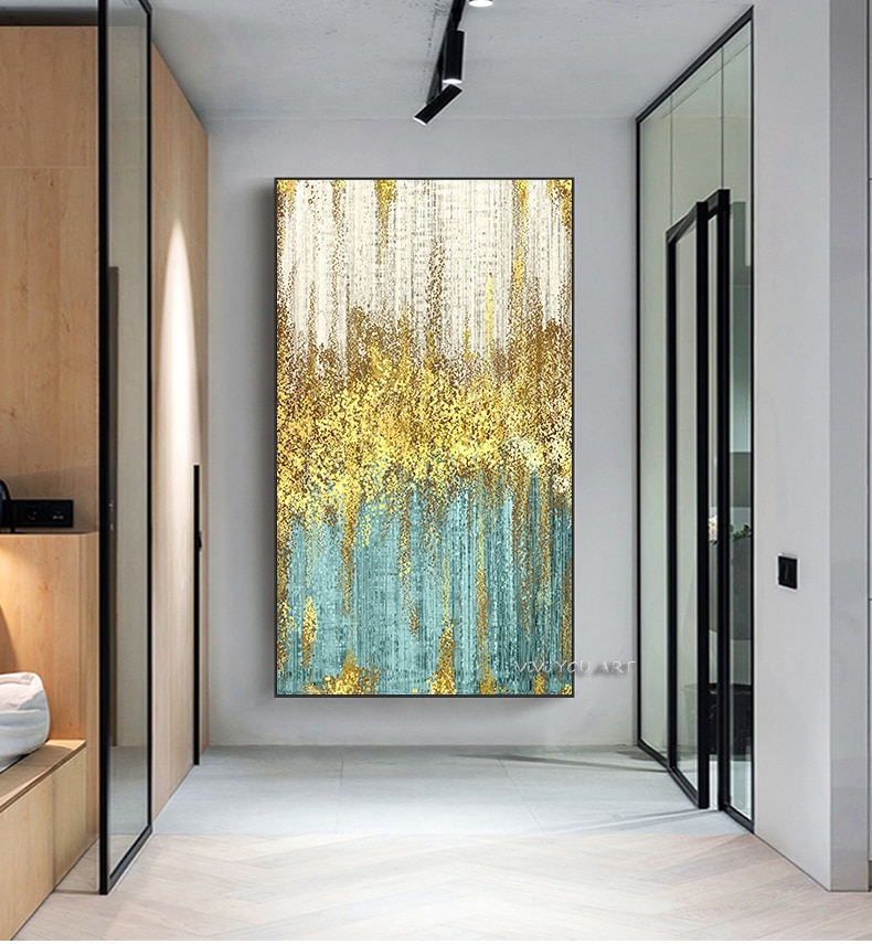 100-hand-Painted-Abstract-Golden-Dots-Canvas-Painting-Blue-Green-Gray-Poster-Modern-Wall-Picture-Living-1.jpg
