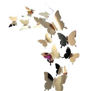 12pcs/set Mirror Wall Stickers Decal Butterflies 3D Mirror Wall Art Home Decors butterfly fridge wall decal on sale room decor