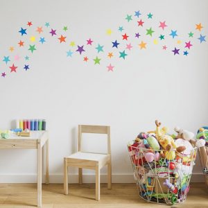 168pcs multi sized 12 colors Rainbow Stars 5 Point Star Eco-Friendly Removable Wall Stickers decal for kids room decor