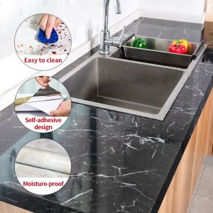 1M/2M Marble pattern wall stickers for kitchen oil and waterproof stickers high temperature resistant kitchen bar decoration