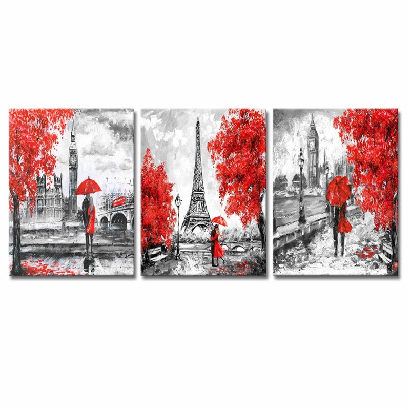 3-Piece-Canvas-Print-Wall-Art-Black-and-Red-Romantic-Couple-Paris-Tower-Big-Ben-Scenery-1.jpg