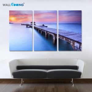 3 piece canvas art paintings in the bedroom Sunset Harbour Holiday quadro Modular pictures wall painting living room