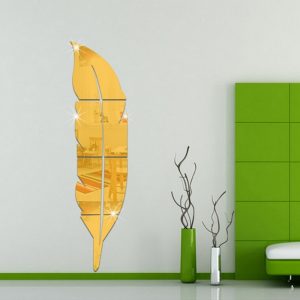 3D DIY Feather Plume Mirror Wall Sticker for Living Room Art Home Decor Vinyl Decal Acrylic Sticker Mural Wall Decoration