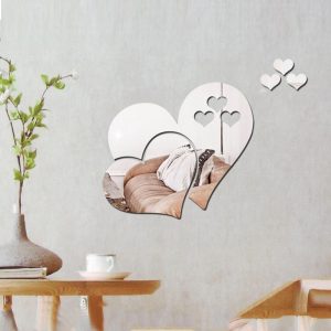3D Mirror Wall Sticker Love Hearts Decal DIY Wall Stickers for Living Room Modern Style Home Room Art Mural Decor Removable