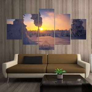 5 Piece Home Decorative Painting Poster Fashion Office Mural Winter Forest Minimalist Landscape Wall Art Canvas Painting