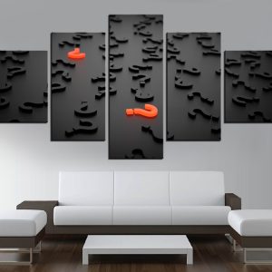 5 Pieces Question Marks Canvas Posters Black and White Pictures Abstract Painting For Home Room Shop Decor Artwork Wallpapers