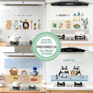 60*90cm Kitchen oil-proof wall stickers waterproof tile cooker high temperature   cabinet range hood refurbished  wallpaper